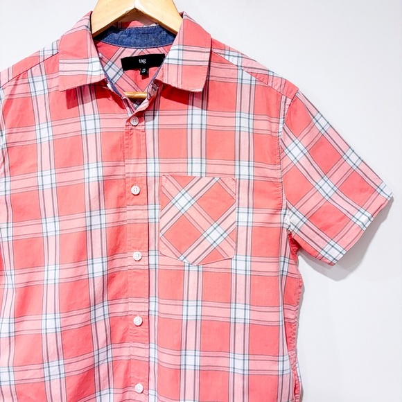 TAG Salmon plaid button down shirt - Picture 5 of 6